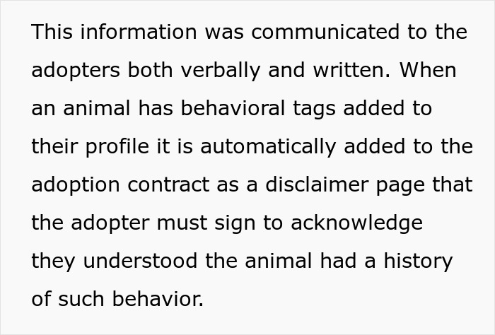 Adoption contract with behavioral disclaimer explaining dog behavior issues for adopters at animal shelter. Adoption contract with behavioral disclaimer explaining dog behavior issues for adopters at animal shelter.