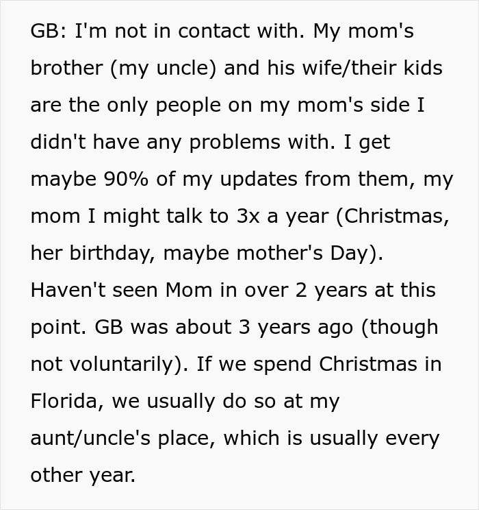Text excerpt showing family dynamics and lack of contact, relating to disabled bro who is lazy, entitled, and enabled. Text excerpt showing family dynamics and lack of contact, relating to disabled bro who is lazy, entitled, and enabled.