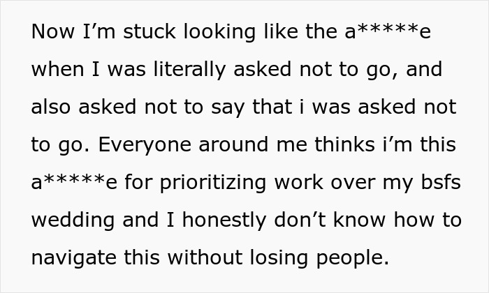 Text message expressing frustration over being blamed for attending bachelor party and concerns about losing people, referencing groom and best friend. Text message expressing frustration over being blamed for attending bachelor party and concerns about losing people, referencing groom and best friend.