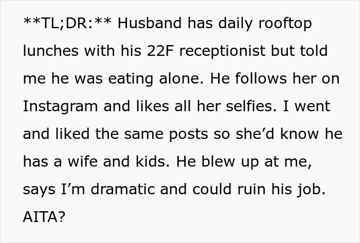 Text about man worrying wife’s petty drama might cost job, showing relationship conflict and workplace tension. Text about man worrying wife’s petty drama might cost job, showing relationship conflict and workplace tension.