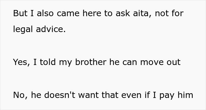 Text excerpt about siblings having a huge fight over house, brother demands sister move out for kids' space. Text excerpt about siblings having a huge fight over house, brother demands sister move out for kids' space.