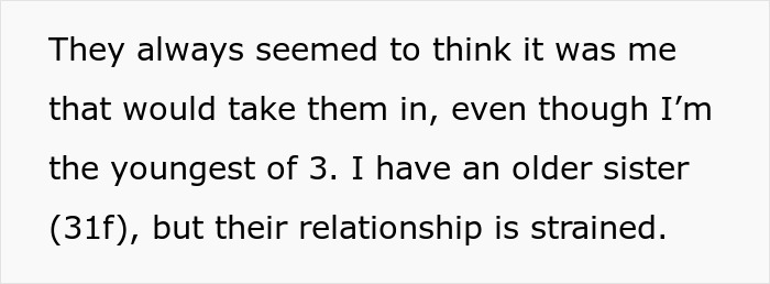 Text excerpt discussing family dynamics related to mom retirement plan, focusing on sibling relationships and responsibilities. Text excerpt discussing family dynamics related to mom retirement plan, focusing on sibling relationships and responsibilities.