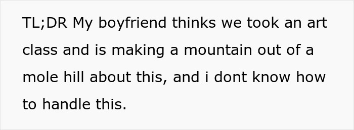 Text showing a boyfriend convinced they took an art class together while the girlfriend has no memory of it. Text showing a boyfriend convinced they took an art class together while the girlfriend has no memory of it.