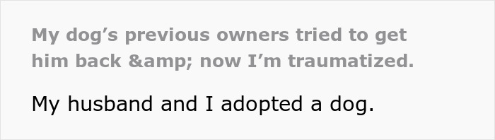Woman shares story about dog’s previous owners trying to get him back after adoption, involving police intervention. Woman shares story about dog’s previous owners trying to get him back after adoption, involving police intervention.