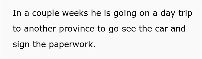 Man prioritizes luxury vehicle purchase with mother-in-law over family plans, signing paperwork during day trip. Man prioritizes luxury vehicle purchase with mother-in-law over family plans, signing paperwork during day trip.