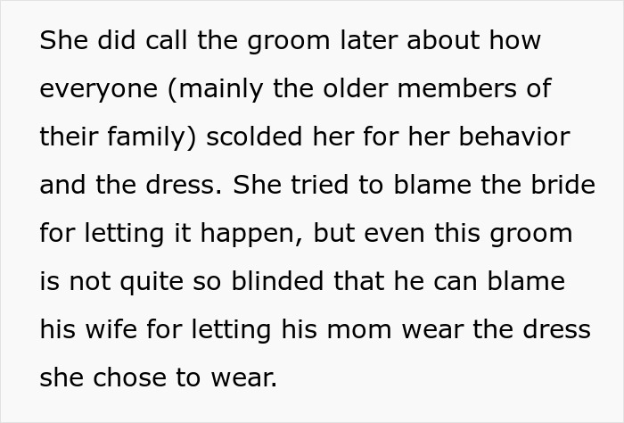 Rude MIL regrets wearing white to the wedding as bridal party makes sure her dress is ruined causing family scolding. Rude MIL regrets wearing white to the wedding as bridal party makes sure her dress is ruined causing family scolding.