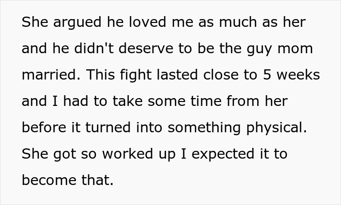 Text discussing a bride refusing to let mom’s hubby walk her down the aisle and conflict with her sister.