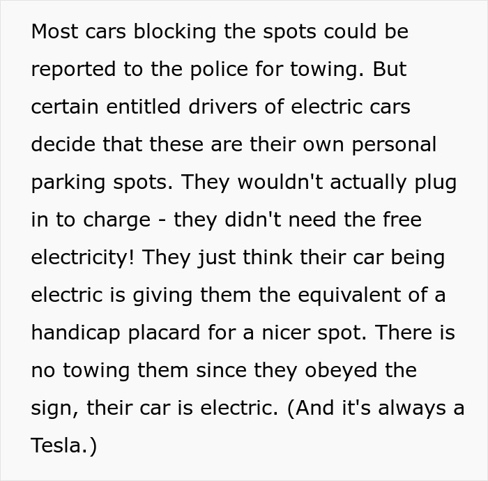Man parks car in EV charging spot without charging, faces consequences when car gets towed after yoga session ends. Man parks car in EV charging spot without charging, faces consequences when car gets towed after yoga session ends.