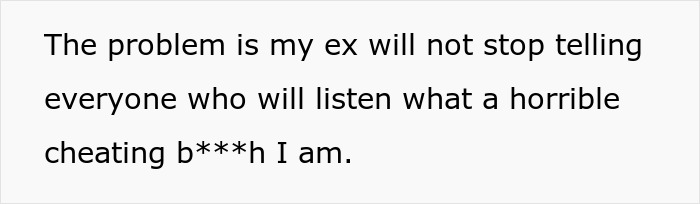 Text on a white background reading about an ex revealing the narrator as a horrible cheating person, related to poly and open marriage regrets. Text on a white background reading about an ex revealing the narrator as a horrible cheating person, related to poly and open marriage regrets.