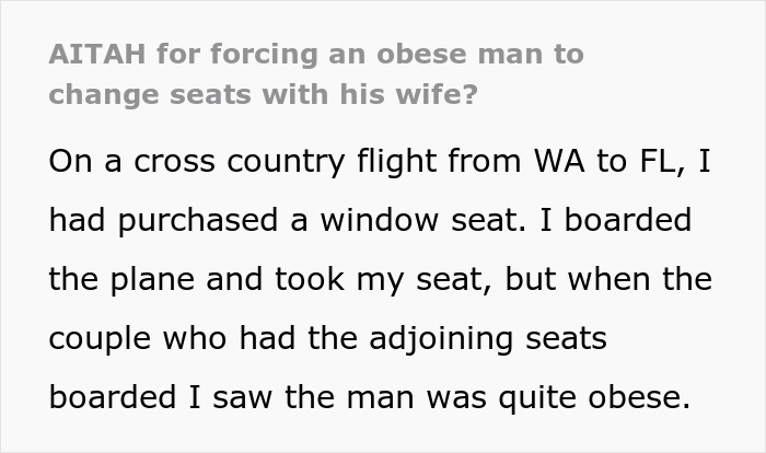 Person Called "Fatphobic" For Refusing To Let Obese Guy Invade Their Seat, Sparks Flight Drama Person Called "Fatphobic" For Refusing To Let Obese Guy Invade Their Seat, Sparks Flight Drama