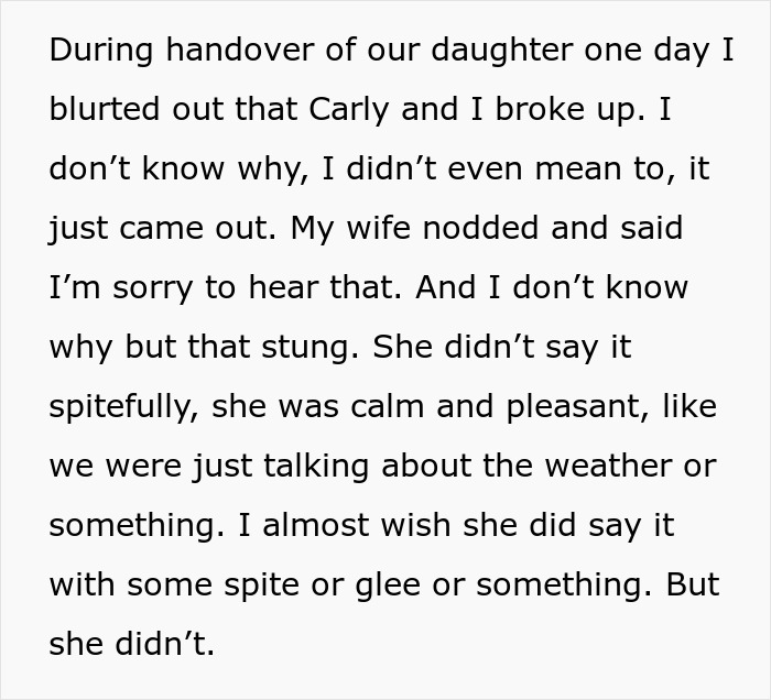 Text excerpt showing a man reflecting on the impact of his online affair on his marriage with guilt and regret. Text excerpt showing a man reflecting on the impact of his online affair on his marriage with guilt and regret.