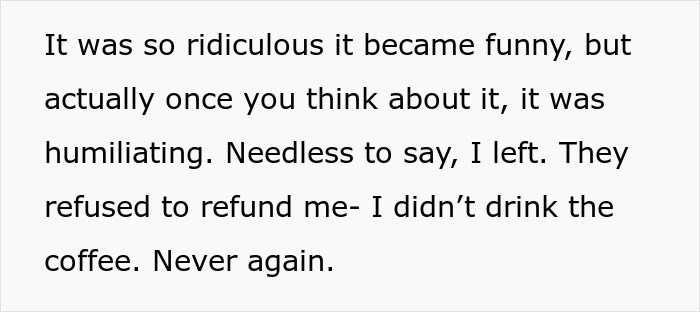 Text about a wife with allergies forced to stand outside during coffee date, criticizing café’s rigid rules. Text about a wife with allergies forced to stand outside during coffee date, criticizing café’s rigid rules.