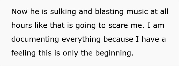 Text excerpt describing an entitled neighbor causing a disturbance and documenting behavior after a driveway dispute. Text excerpt describing an entitled neighbor causing a disturbance and documenting behavior after a driveway dispute.