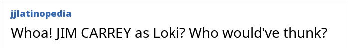 Text post showing excitement about Jim Carrey as Loki in the Avengers AI recast themed like a 90s Hollywood movie. Text post showing excitement about Jim Carrey as Loki in the Avengers AI recast themed like a 90s Hollywood movie.