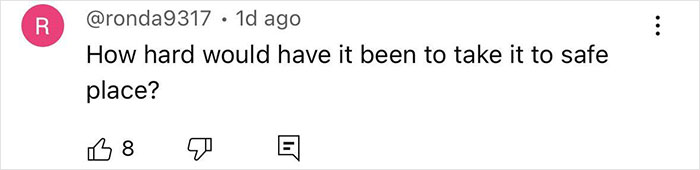 Comment by user ronda9317 asking how hard it would have been to take the newborn to a safe place in a discussion thread. Comment by user ronda9317 asking how hard it would have been to take the newborn to a safe place in a discussion thread.