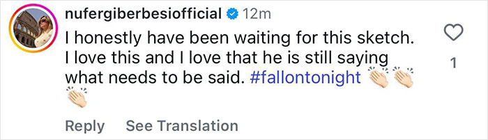 Instagram comment praising a sketch on fallontonight, highlighting Jimmy Fallon breaking his silence on Jimmy Kimmel suspension. Instagram comment praising a sketch on fallontonight, highlighting Jimmy Fallon breaking his silence on Jimmy Kimmel suspension.