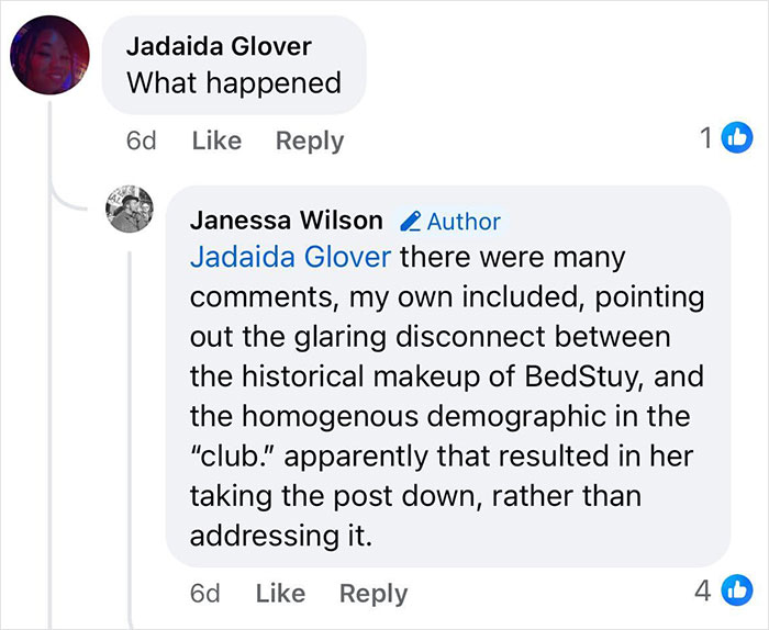 Social media comments discussing Brooklyn midwife’s dice game club and safety concerns for non-white women.