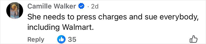 Comment on social media urging to press charges and sue Walmart after angry mob ambushes employee in disturbing viral video. Comment on social media urging to press charges and sue Walmart after angry mob ambushes employee in disturbing viral video.