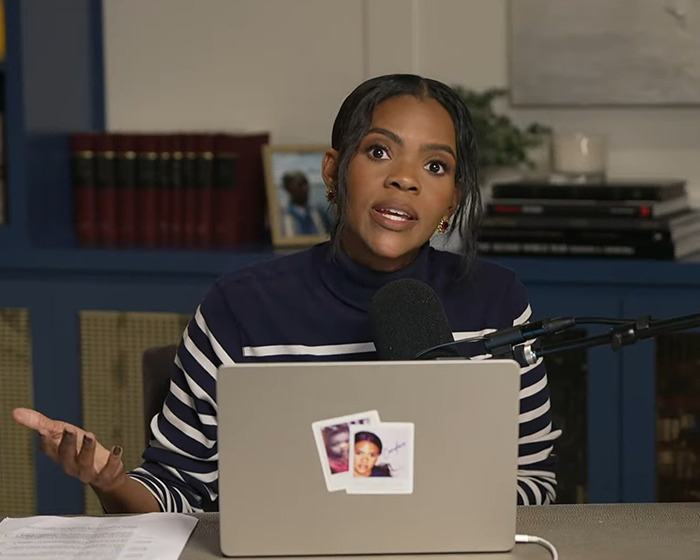 Candace Owens speaking in a podcast studio with laptop and microphone, discussing Tyler Robinson photo claims. Candace Owens speaking in a podcast studio with laptop and microphone, discussing Tyler Robinson photo claims.