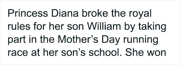 Princess Diana broke royal rules by joining her son’s school Mother’s Day race, showing chaotic good actions in her own way.
