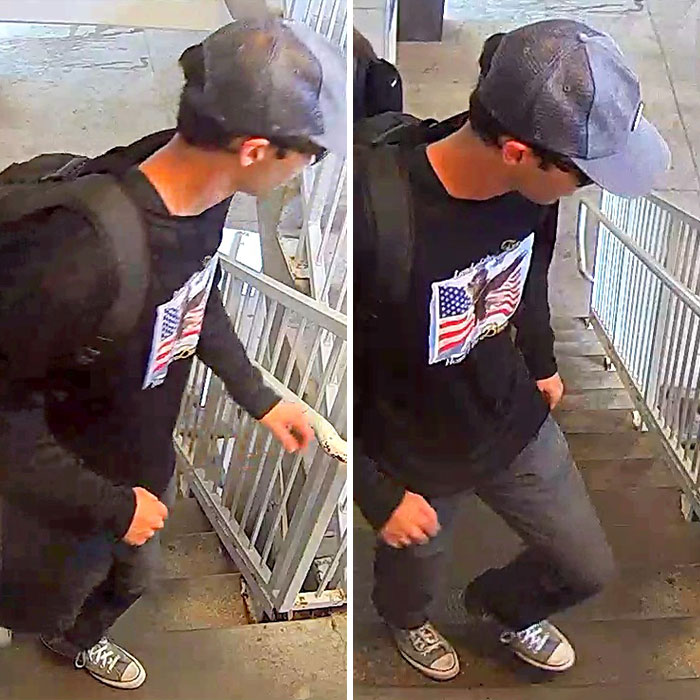CCTV footage captures the main suspect wearing a cap and backpack during a daring escape in a fatal attack case. CCTV footage captures the main suspect wearing a cap and backpack during a daring escape in a fatal attack case.