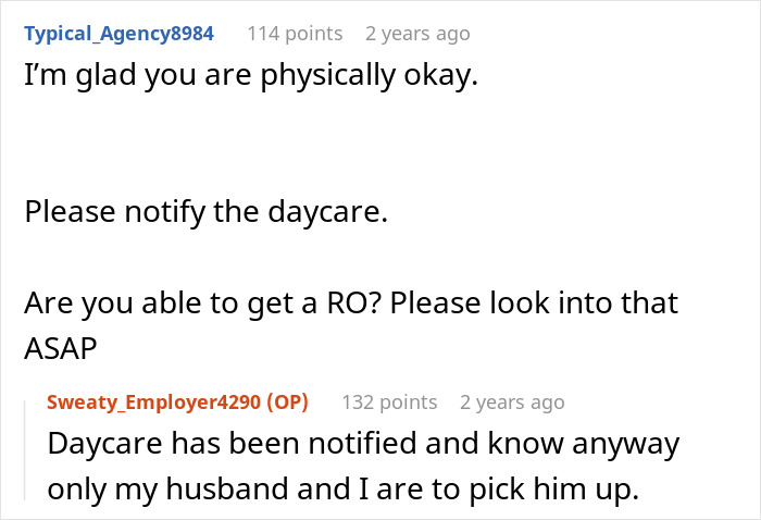 Text conversation about notifying daycare and seeking a restraining order after a woman leaves dog in shelter and tries to reclaim him. Text conversation about notifying daycare and seeking a restraining order after a woman leaves dog in shelter and tries to reclaim him.