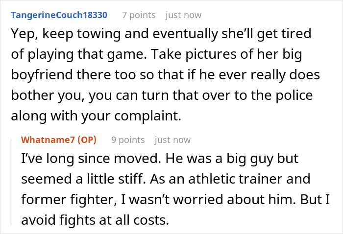 Man tows entitled neighbor’s car for blocking his, she shamelessly demands $300 payment after towing incident. Man tows entitled neighbor’s car for blocking his, she shamelessly demands $300 payment after towing incident.