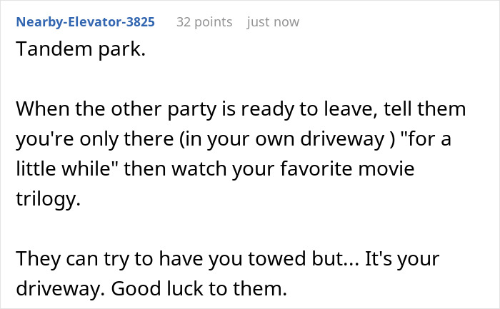 Nurse comes home from 12hr shift to find neighbor using her driveway again, leading to a bold confrontation. Nurse comes home from 12hr shift to find neighbor using her driveway again, leading to a bold confrontation.