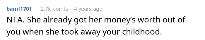 Screenshot of a Reddit comment about take care siblings refusing support mother, discussing a difficult family situation. Screenshot of a Reddit comment about take care siblings refusing support mother, discussing a difficult family situation.