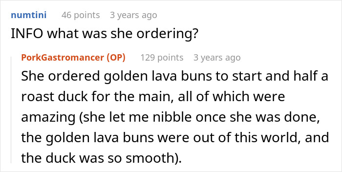 Screenshot of a forum discussion asking about ordering fried pork intestine and sharing food experiences. Screenshot of a forum discussion asking about ordering fried pork intestine and sharing food experiences.