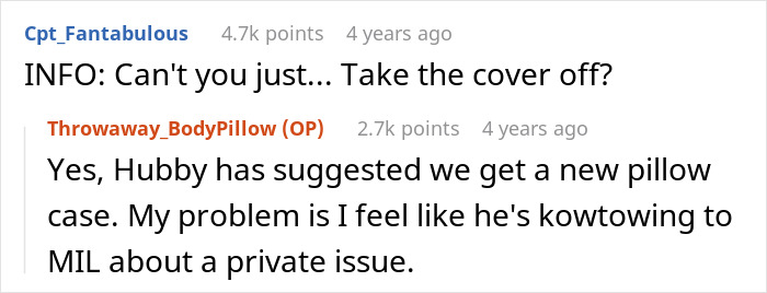 Reddit conversation about a MIL suspecting her son is in a throuple with his wife and an anime pillow. Reddit conversation about a MIL suspecting her son is in a throuple with his wife and an anime pillow.