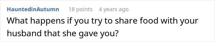 Text post on a forum asking about sharing food from a mother-in-law amid suspicious behavior and poisoning concerns. Text post on a forum asking about sharing food from a mother-in-law amid suspicious behavior and poisoning concerns.