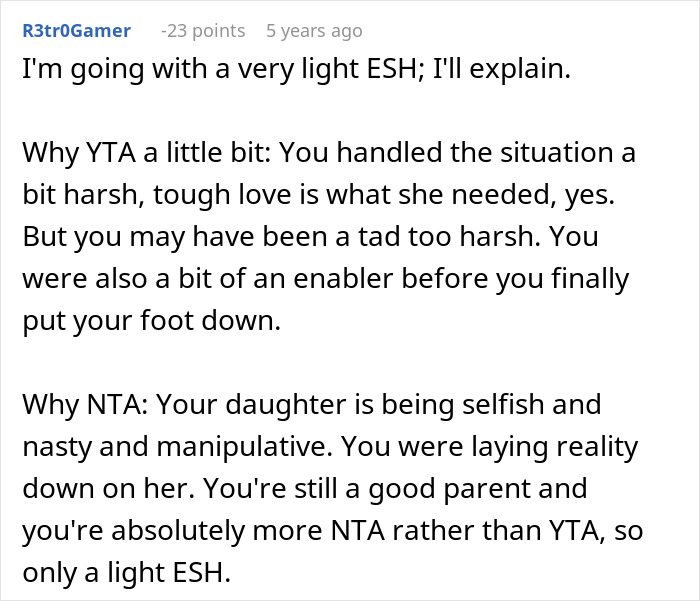 Comment discussing handling sibling's engagement with tough love and addressing selfish behavior in family dynamics. Comment discussing handling sibling's engagement with tough love and addressing selfish behavior in family dynamics.