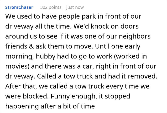 Nurse frustrated after long shift finds neighbor repeatedly parking in her driveway, leading to a tow truck call. Nurse frustrated after long shift finds neighbor repeatedly parking in her driveway, leading to a tow truck call.