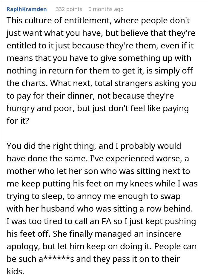 Alt text: Woman refuses to give up her plane seat, confidently enjoying a guilt-free nap during a tense flight moment Alt text: Woman refuses to give up her plane seat, confidently enjoying a guilt-free nap during a tense flight moment