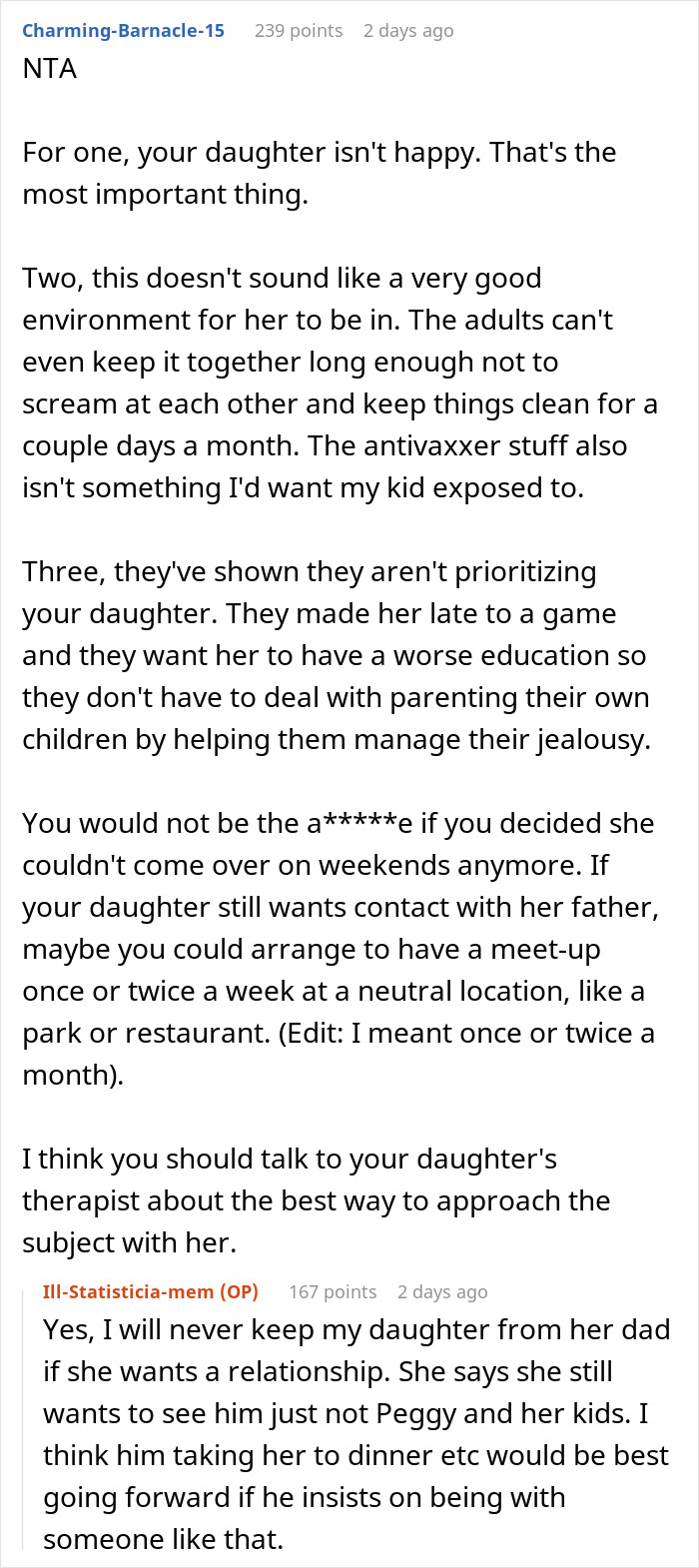 Reddit discussion on dad paying $300 child support and mom giving him a reality check about controlling their 10-year-old's life. Reddit discussion on dad paying $300 child support and mom giving him a reality check about controlling their 10-year-old's life.