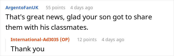 Online conversation where a mom shares her experience baking cupcakes for son’s birthday and school’s unexpected reaction. Online conversation where a mom shares her experience baking cupcakes for son’s birthday and school’s unexpected reaction.
