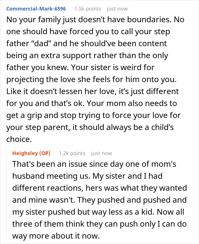 Bride refuses to let mom's husband walk her down the aisle amid family drama with bratty sister's criticism.