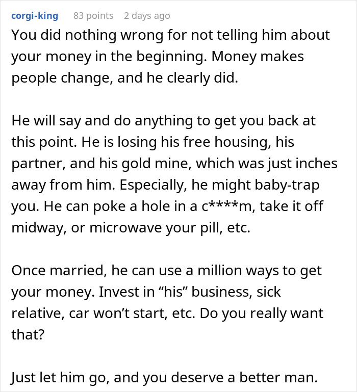 Comment on a post discussing a man insisting on 50/50 house ownership, warning about potential control and financial risks. Comment on a post discussing a man insisting on 50/50 house ownership, warning about potential control and financial risks.
