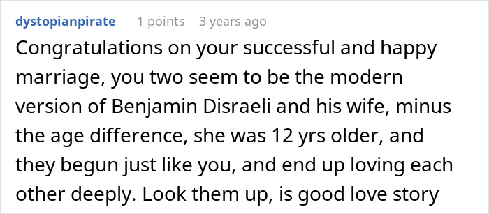 Alt text: Online comment praising a marriage choice focusing on brains, reflecting robotically calculated decisions trending online. Alt text: Online comment praising a marriage choice focusing on brains, reflecting robotically calculated decisions trending online.