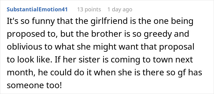 Text conversation discussing a woman shutting down her brother’s proposal at her baby shower, expressing frustration. Text conversation discussing a woman shutting down her brother’s proposal at her baby shower, expressing frustration.