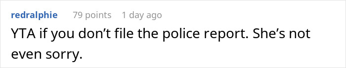 Comment on a forum post, with user redralphie advising to file a police report after catching a friend stealing a camera. Comment on a forum post, with user redralphie advising to file a police report after catching a friend stealing a camera.