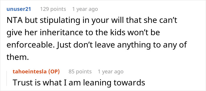 Screenshot of a Reddit conversation discussing stepkids expecting inheritance despite treating stepdad with indifference. Screenshot of a Reddit conversation discussing stepkids expecting inheritance despite treating stepdad with indifference.