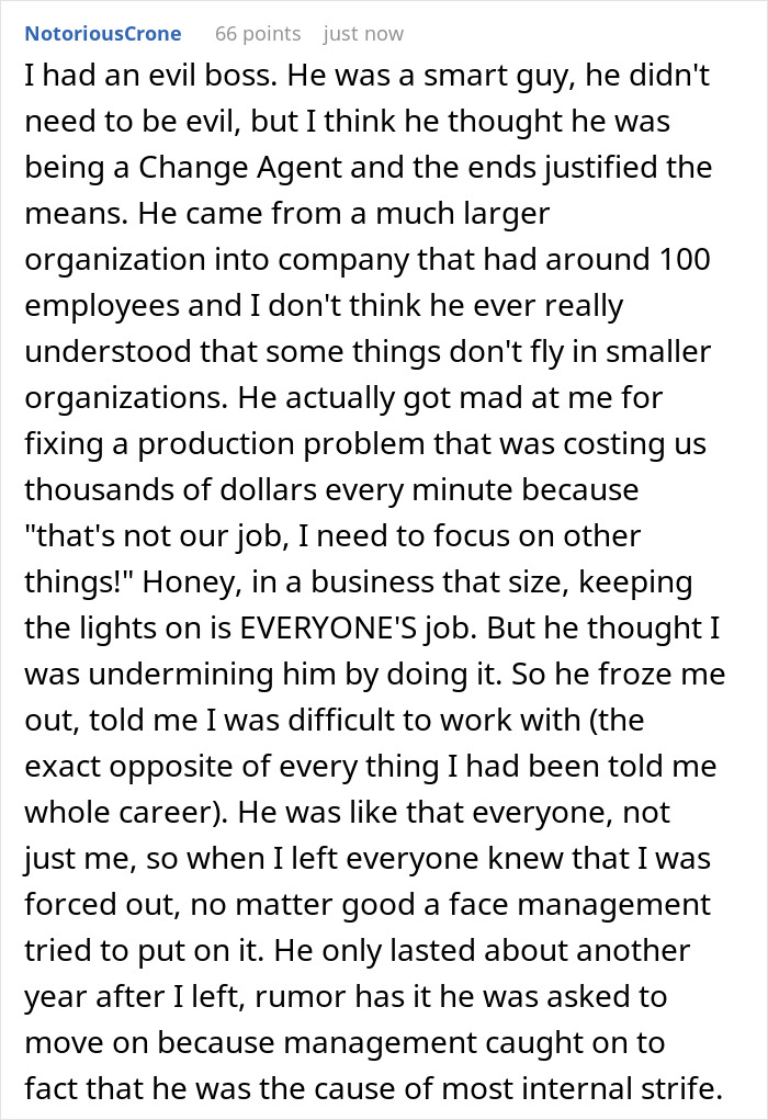 Comment discussing toxic bosses and an employee quitting ahead of a disciplinary hearing due to workplace issues. Comment discussing toxic bosses and an employee quitting ahead of a disciplinary hearing due to workplace issues.