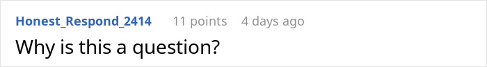 Reddit comment showing user questioning why something is a question, related to wife asking husband to watch kids. Reddit comment showing user questioning why something is a question, related to wife asking husband to watch kids.
