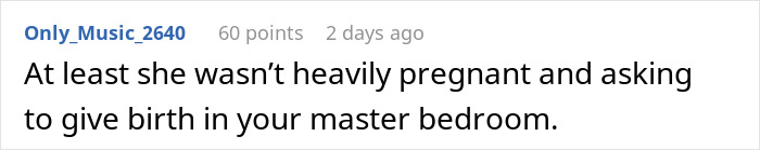 Comment on Reddit discussing woman demanding to marry in stranger’s backyard and their refusal causing her to cry.