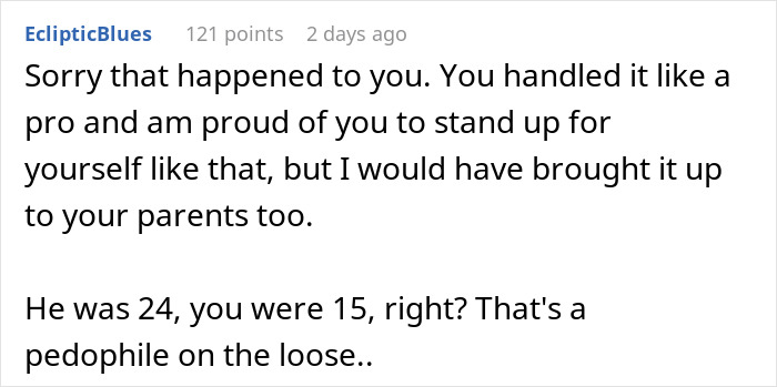 Commenter expressing support and concern over sister-boyfriend relationship drama involving an inappropriate age difference. Commenter expressing support and concern over sister-boyfriend relationship drama involving an inappropriate age difference.