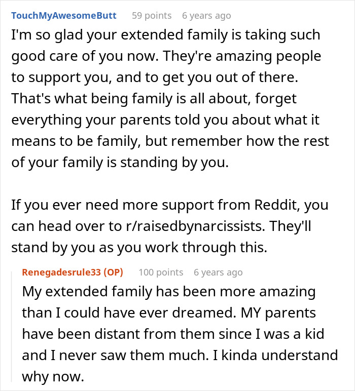 Reddit comment discussing teen feeling like prisoner babysitting autistic sister and finding support from extended family. Reddit comment discussing teen feeling like prisoner babysitting autistic sister and finding support from extended family.