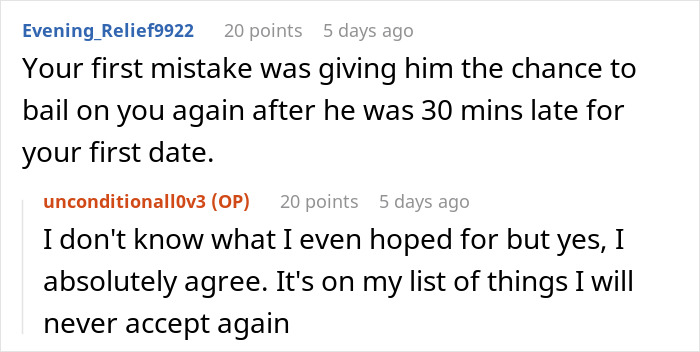 Reddit comments showing a girlfriend’s frustration after boyfriend ditches plans, highlighting relationship disappointment. Reddit comments showing a girlfriend’s frustration after boyfriend ditches plans, highlighting relationship disappointment.