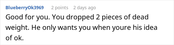 Screenshot of a social media comment discussing a woman overcoming negative opinions about her body from her husband. Screenshot of a social media comment discussing a woman overcoming negative opinions about her body from her husband.